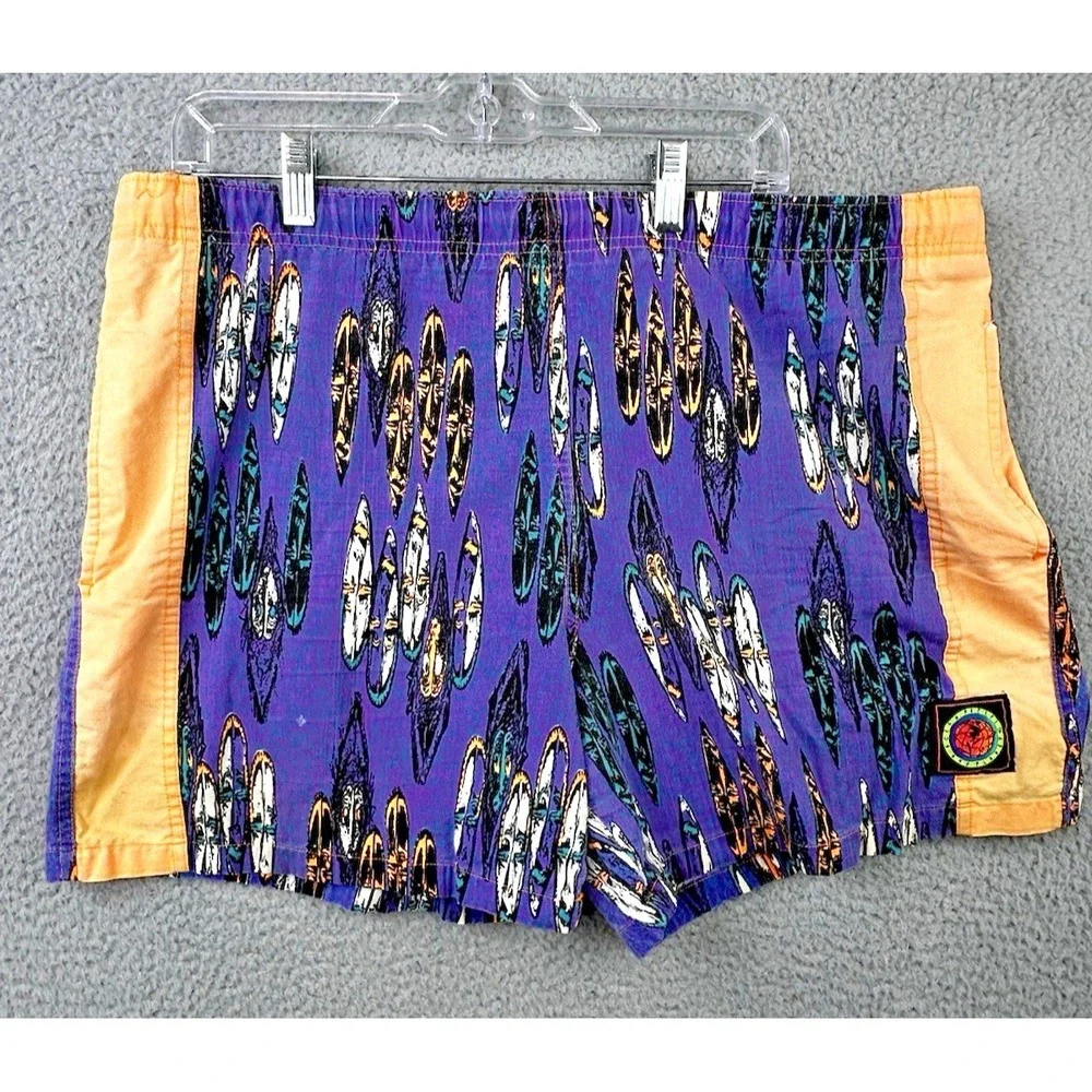 VTG Ocean Pacific OP Board Swim Trunks Mens Large Purple Orange Embroidered